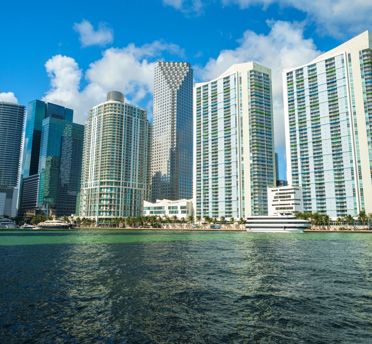 Modern city skyline with tall buildings