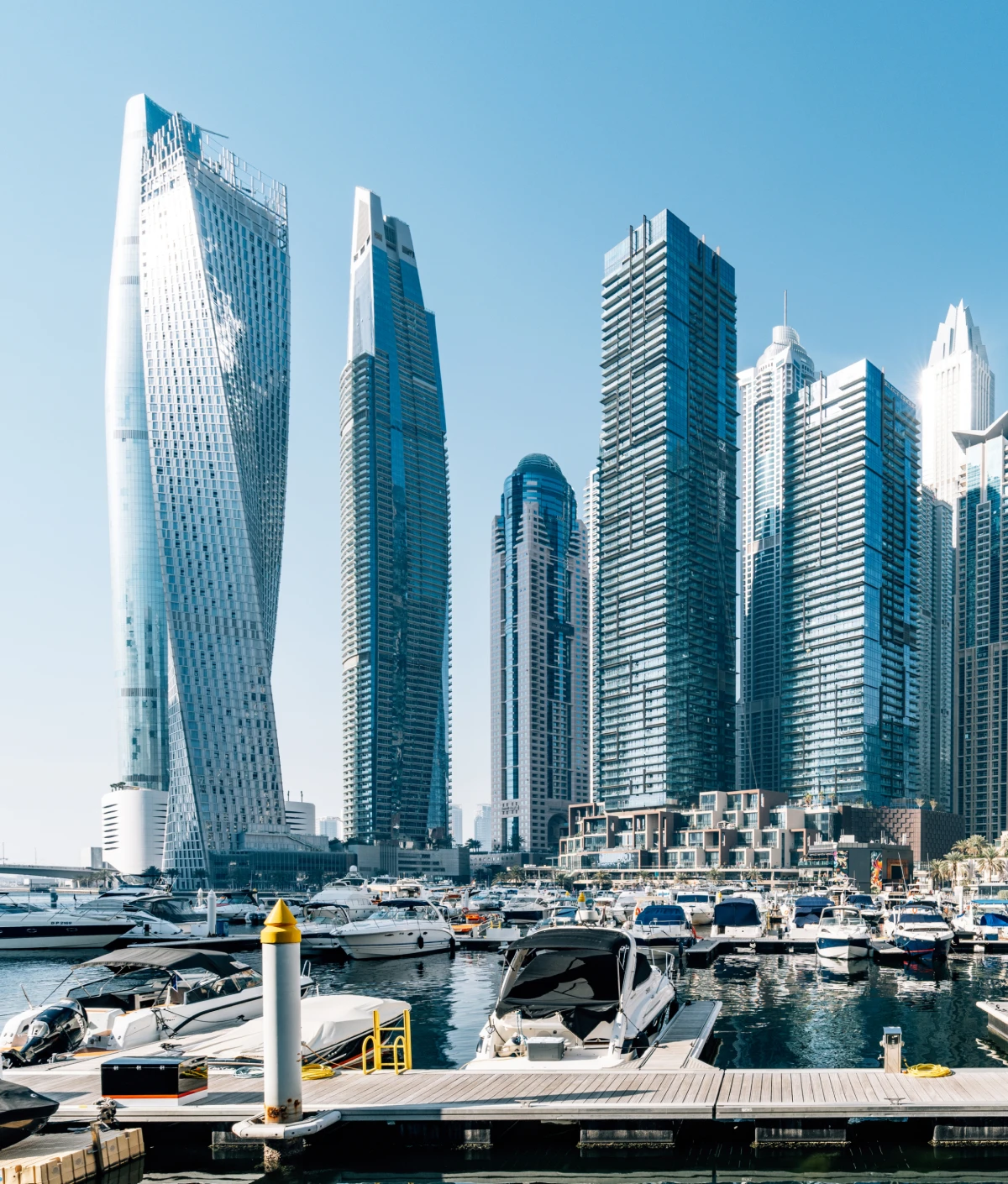 Tall buildings by the marina